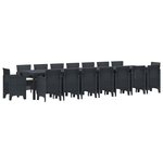 vidaXL Ensemble de salle à manger de jardin avec coussins 17 pc PP