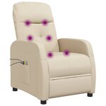 vidaXL Fauteuil électrique de massage Crème Tissu
