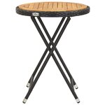 vidaXL Table à thé Noir 60 cm Résine tressée et bois d'acacia solide