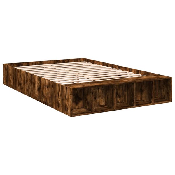 vidaXL Cadre de lit chêne fumé 120x190 cm bois d'ingénierie