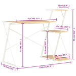 vidaXL Bureau avec étagère Blanc et chêne 116x50x93 cm