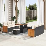 vidaXL Ensemble de canapé de jardin avec coussin 9 Pièces Noir et Crème