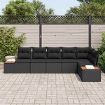 vidaXL Ensemble de canapé de jardin avec coussin 6 Pièces Noir Polyrotin