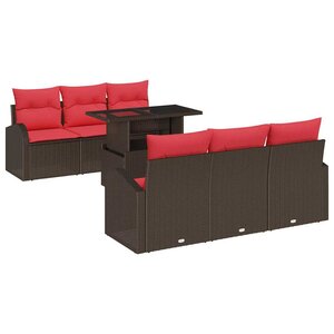 vidaXL Ensemble de canapé de jardin 7 pc Marron Poly Rattan
