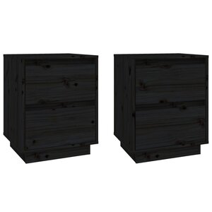 vidaXL Tables de chevet 2 Pièces Noir 40x35x50 cm Bois de pin solide