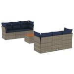 vidaXL Salon de jardin 7 Pièces avec coussins gris résine tressée