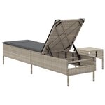 vidaXL Chaise longue avec table et coussin gris clair résine tressée