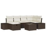 vidaXL Ensemble de canapé de jardin 7 Pièces Marron 55 x 62 x 69 cm