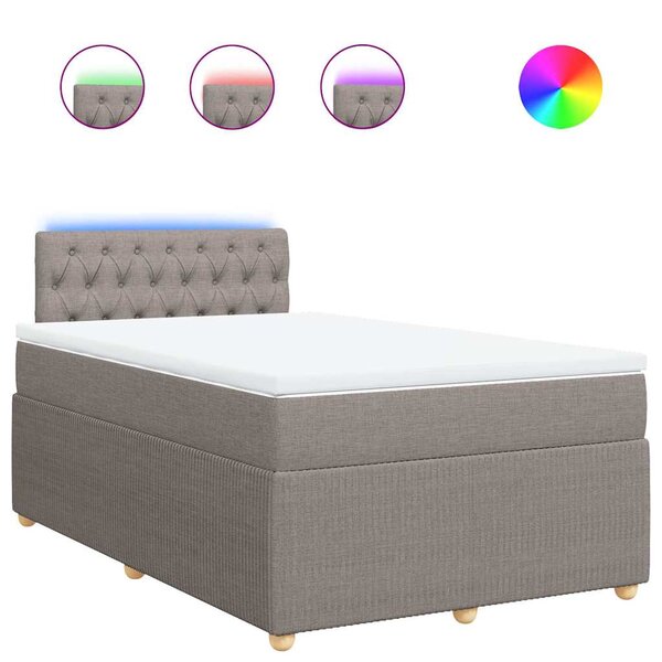 vidaXL Sommier à lattes de lit avec matelas taupe 120x190 cm tissu