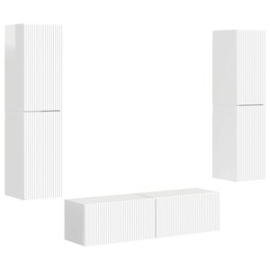 vidaXL Ensemble meuble TV 6 Pièces Blanc brillant Bois d'ingénierie