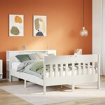 vidaXL Lit bibliothèque sans matelas blanc 150x200 cm bois pin massif
