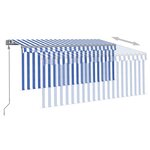 vidaXL Auvent rétractable automatique avec store 3 5x2 5 m Bleu blanc
