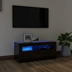 vidaXL Meuble TV avec lumières LED noir brillant 90x35x40 cm