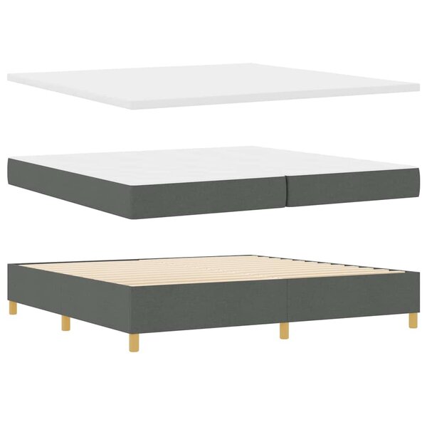 vidaXL Lit à ressorts avec matelas Gris foncé 200 x 200 cm tissu