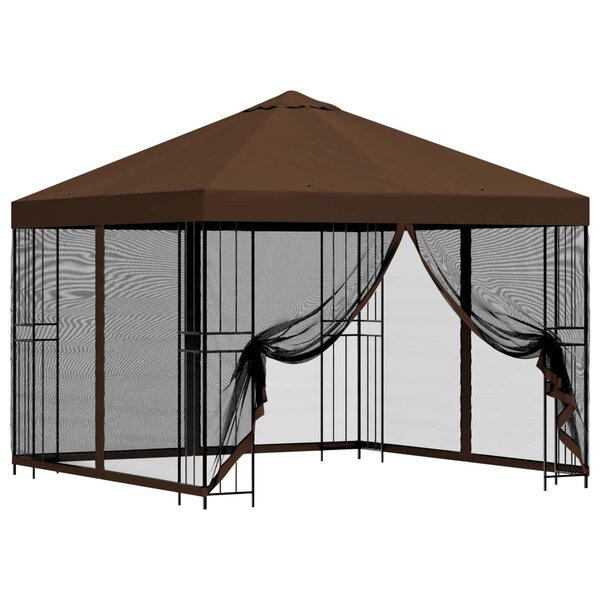 vidaXL Abri de jardin avec parois 3 x 3 m Marron Polyester et Acier