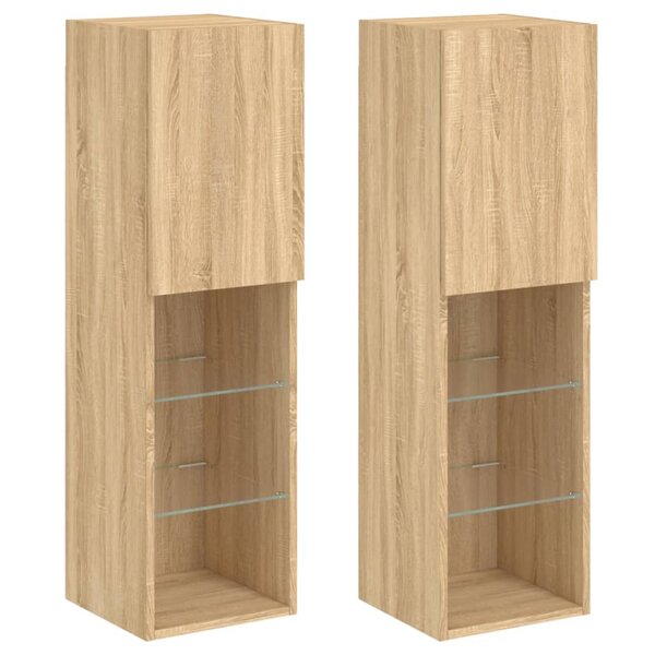 vidaXL Meubles TV avec lumières LED 2 Pièces chêne sonoma 30 5x30x102 cm