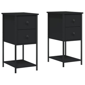 vidaXL Tables de chevet 2 Pièces noir 32x42x70 cm bois d'ingénierie