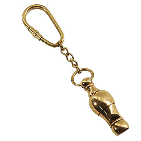 Porte clefs sifflet en laiton or