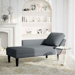 vidaXL Fauteuil long et coussin et accoudoir droit gris foncé velours