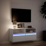 vidaXL Meuble TV mural avec lumières LED blanc 100x31x45 cm