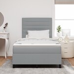 vidaXL Lit à ressorts avec matelas et lumière LED grise claire 120 x 190 cm  cadre en tissu.