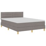 vidaXL Lit à ressort LED avec bandes LED Taupe 140 x 200 cm tissu