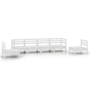Salon de jardin meuble d'extérieur ensemble de mobilier 6 pièces blanc bois de pin massif 02_0016969