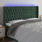 vidaXL Tête de lit à LED Vert foncé 183x16x118/128 cm Velours
