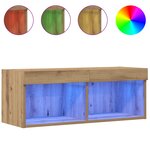 Armoires murales pour TV vidaXL avec éclairage LED 2 Pièces Chêne artisan 80x30x30 cm