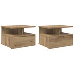 vidaXL Tables de Chevet Flottantes 2 Pièces Chêne Artisanal 40x31x27 cm Bois d'Ingénierie