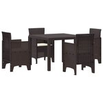 vidaXL Ensemble de salle à manger pour jardin 5 Pièces Marron Rattan Polt