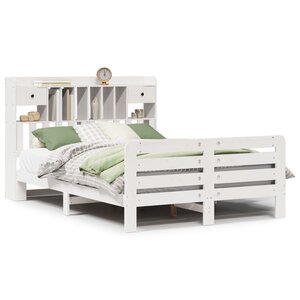 vidaXL Lit bibliothèque sans matelas blanc 160x200 cm bois pin massif