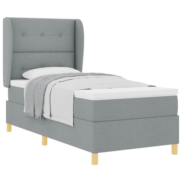 vidaXL Lit à ressorts avec matelas Gris clair 190 x 90 cm tissu