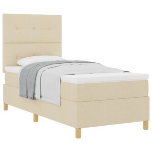 vidaXL Lit à ressorts avec matelas Crème 100 x 200 cm tissu