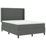 vidaXL Lit à ressort LED avec matelas Gris foncé 140 x 200 cm tissu