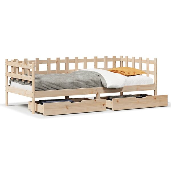 vidaXL Lit de jour avec tiroirs sans matelas 90x190 cm bois massif