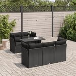 vidaXL Salon de jardin 6 Pièces avec coussins noir résine tressée