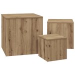 vidaXL Tables d'appoint 3 Pièces vieux bois bois d'ingénierie