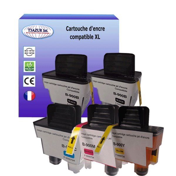 T3AZUR Lot de 5 Cartouches compatibles avec Brother LC900 pour Brother MFC-210C  MFC-215C  MFC-3240C  MFC-3340CN