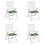 vidaXL Coussins de chaise 4 Pièces Vert et blanc 50 x 50 x 4 cm