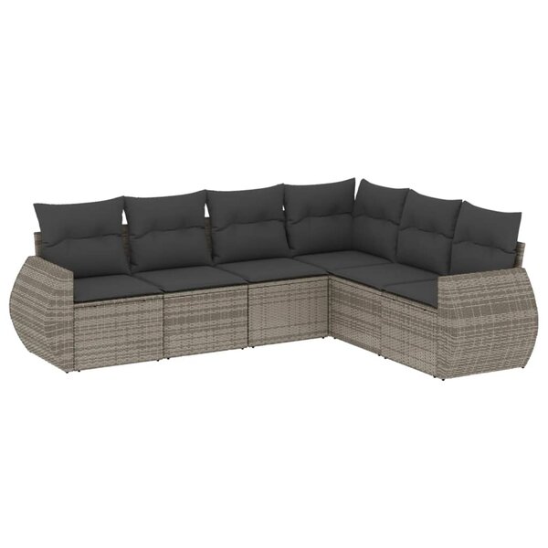 vidaXL Salon de jardin 6 Pièces avec coussins gris résine tressée