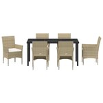 vidaXL Ensemble de Salle à Manger de Jardin 7 Pièces Beige Rotin Synthétique