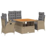 vidaXL Ensemble à manger de jardin coussins 4 Pièces beige résine tressée