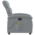 vidaXL Fauteuil inclinable de massage gris clair tissu
