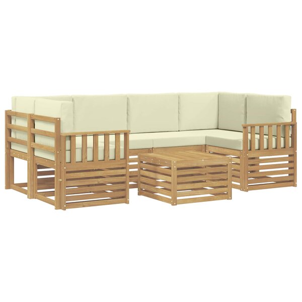 vidaXL Ensemble de canapés d'extérieur 7 pc Blanc et crème Polyester