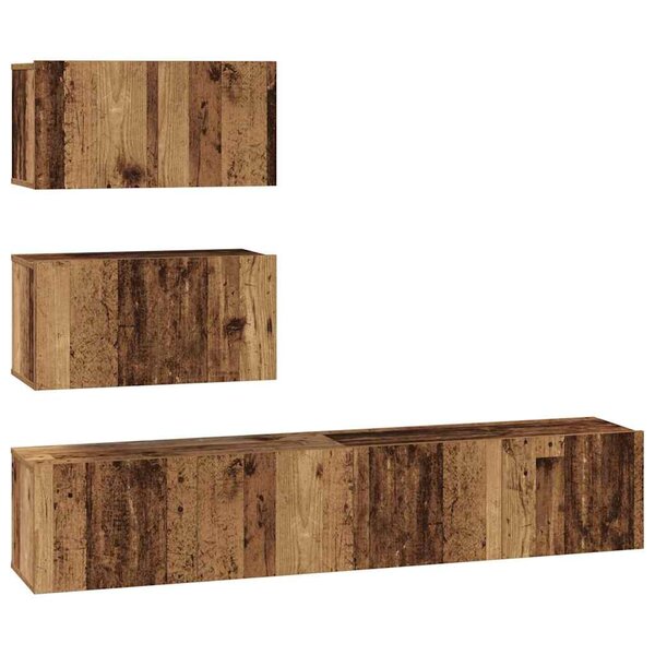 vidaXL Ensemble meuble TV 4 Pièces Bois Ancien Bois d'ingénierie