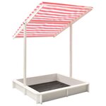 Vidaxl bac à sable et toit réglable bois de sapin blanc et rouge uv50
