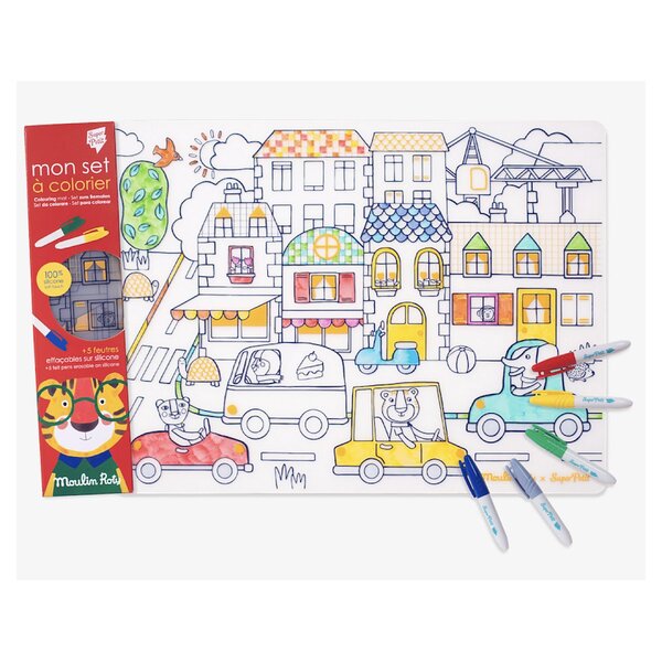 Set de table a colorier en silicone - COLLAB SUPERPETIT X MOULIN ROTY POPIPOP