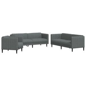 vidaXL Ensemble de canapés 3 Pièces gris foncé tissu