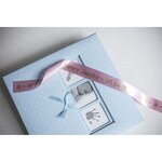 Cartouche ruban Etiqueteuse 24mm Tissu Doré sur rose Tze-RE54